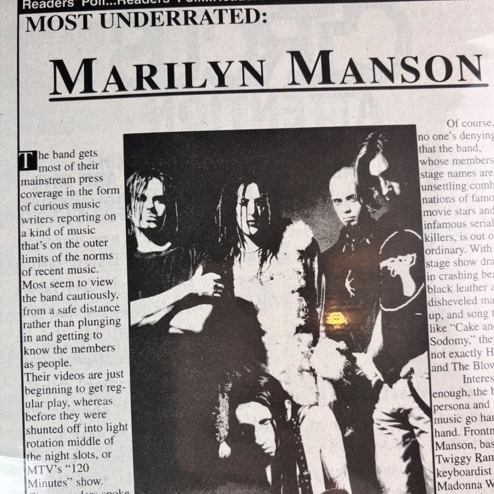1996 Marilyn Manson Circus Magazine Original Article Daisy Berkowitz Rock - Picture 2 of 5
